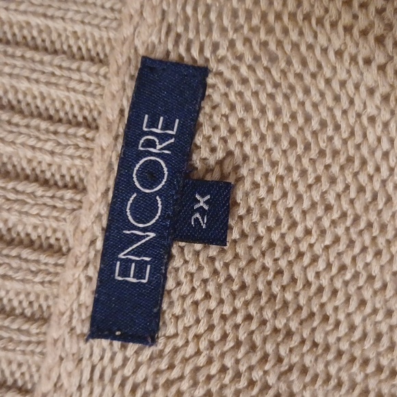 $4 Add-on Beige Knit Half-Sleeve V-Neck Sweater - Size 2X - Picture 6 of 7